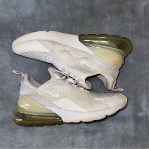 Nike White and Gold Air Max 270 Sneakers